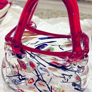 Glass purse decor piece